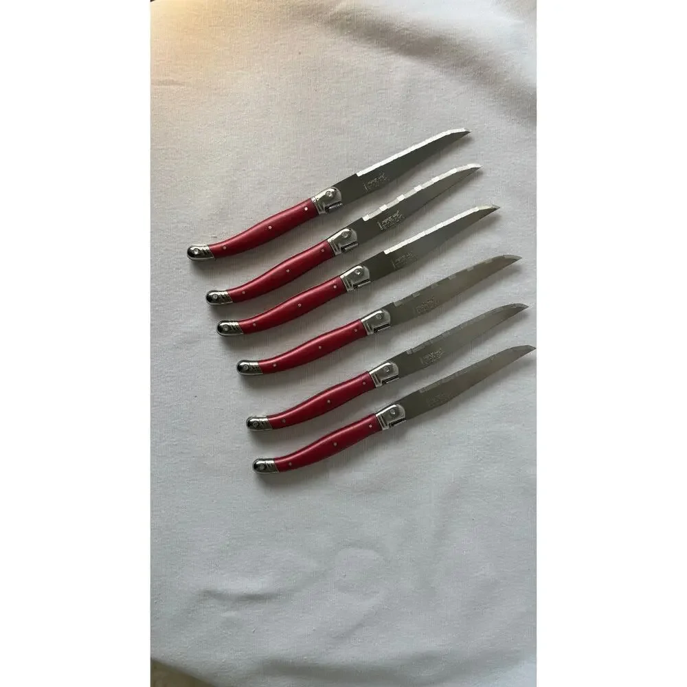 French Modern Laguiole  Stainless Steel Charcoal Gray Resin Steak Knives Set  6
